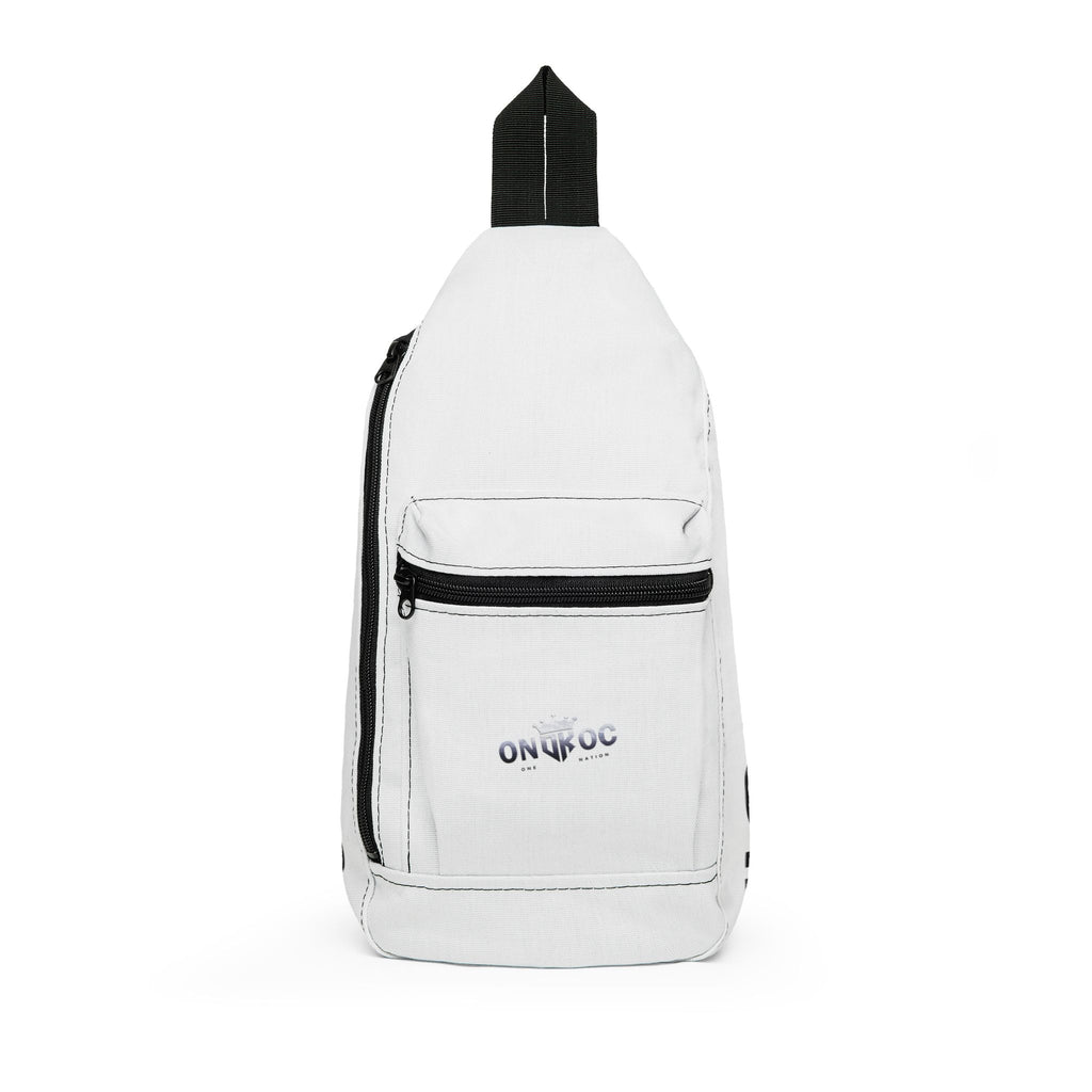 Minimal White Sling Bag — Compact Crossbody Bag with Front Pocket