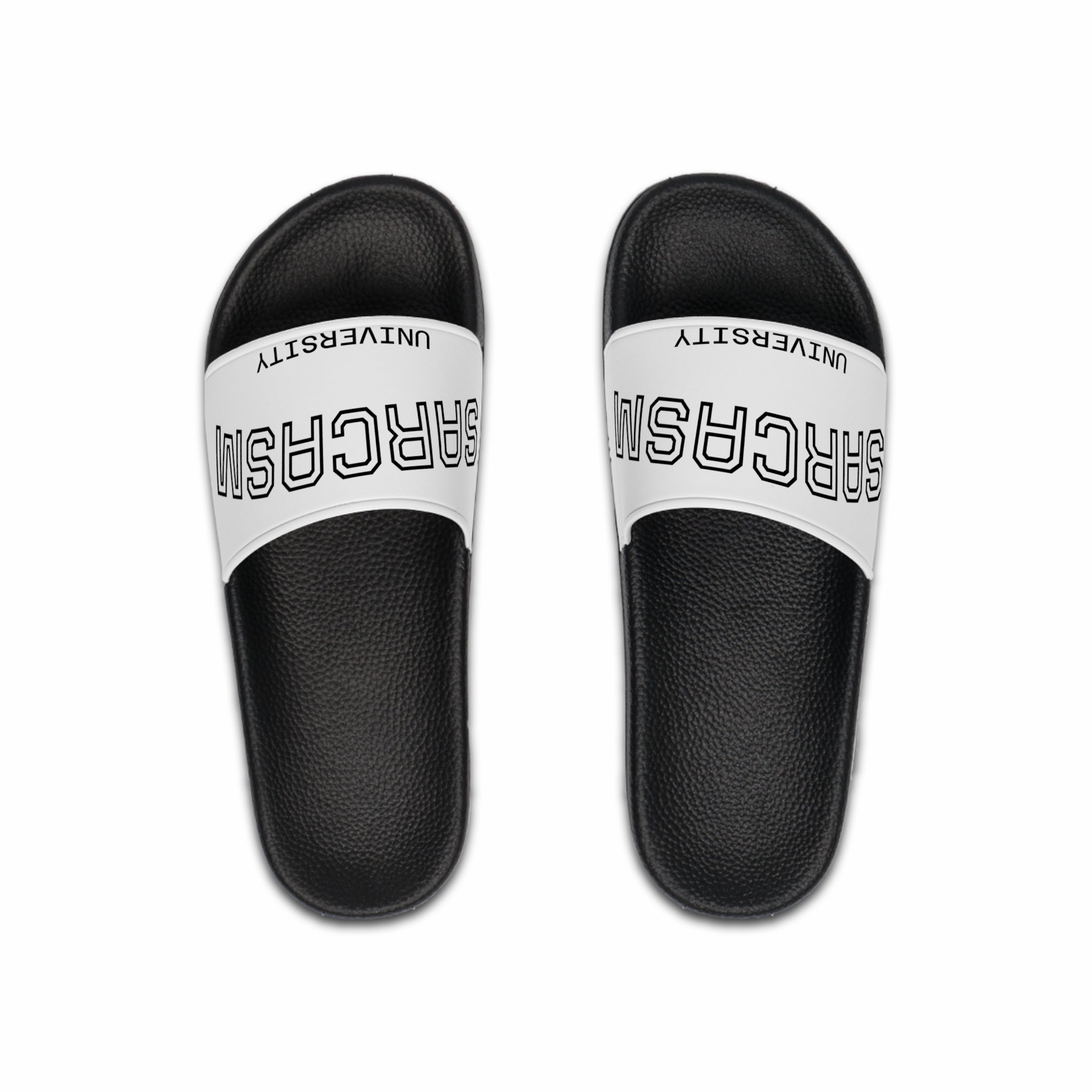 Sarcasm University Slide Sandals — Mens Casual Pool & Beach Slides