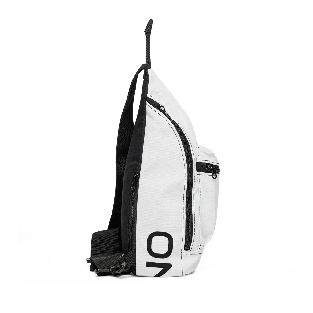Minimal White Sling Bag — Compact Crossbody Bag with Front Pocket