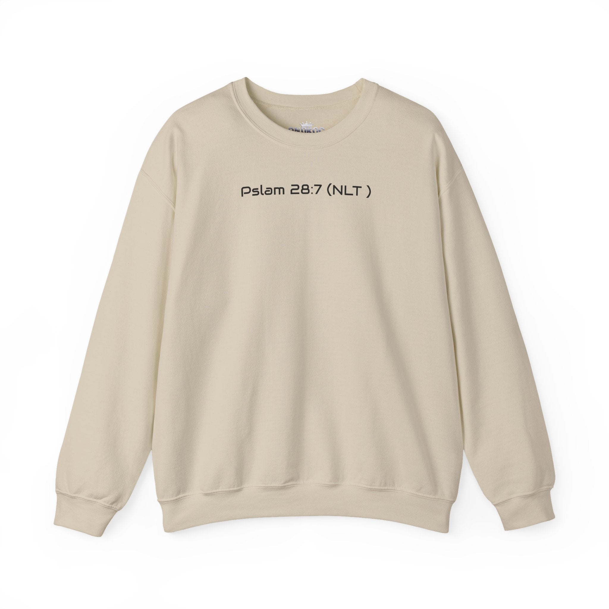 Never Give Up Sweatshirt — Motivational Anime Gym Crewneck (Psalm 28:7)