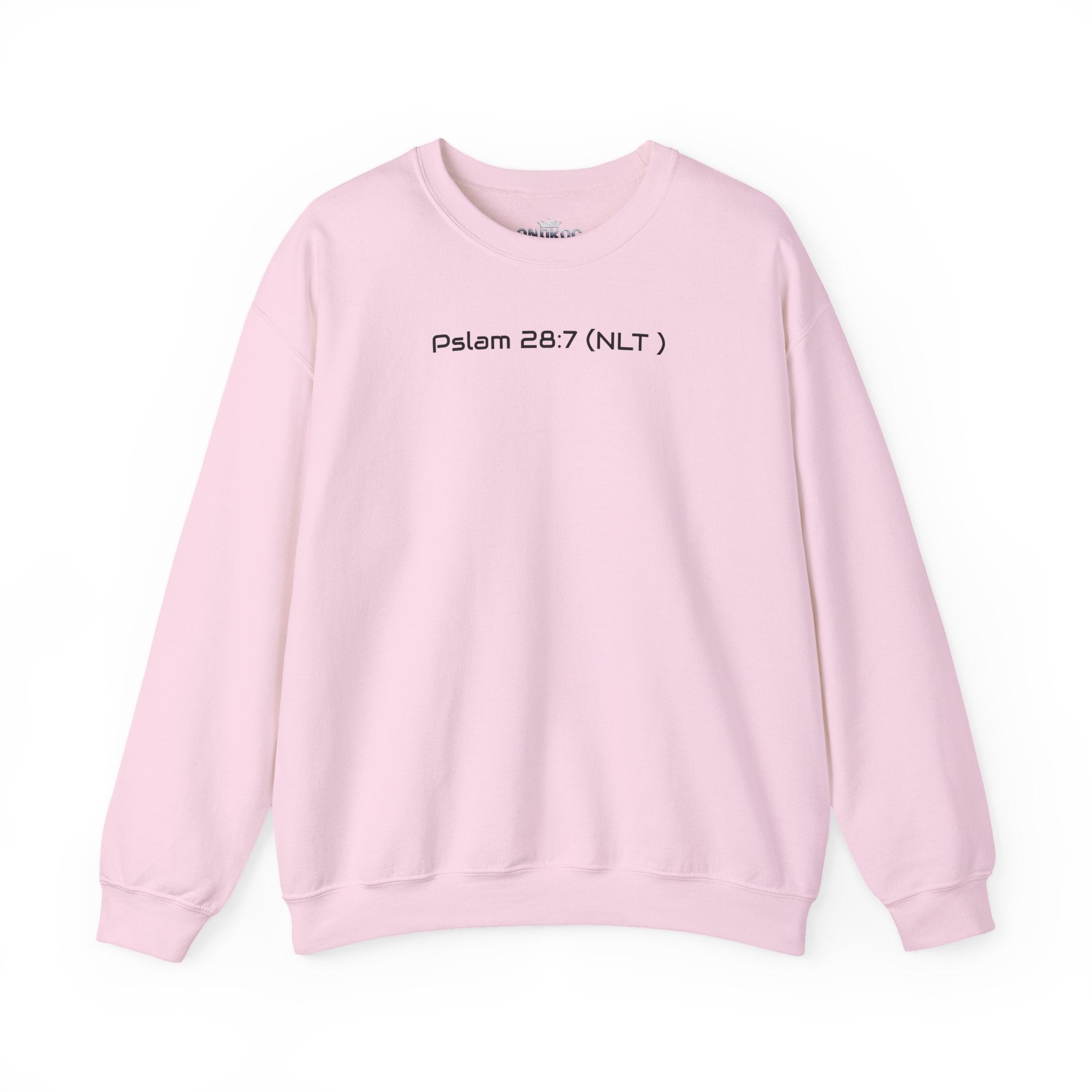 Never Give Up Sweatshirt — Motivational Anime Gym Crewneck (Psalm 28:7)