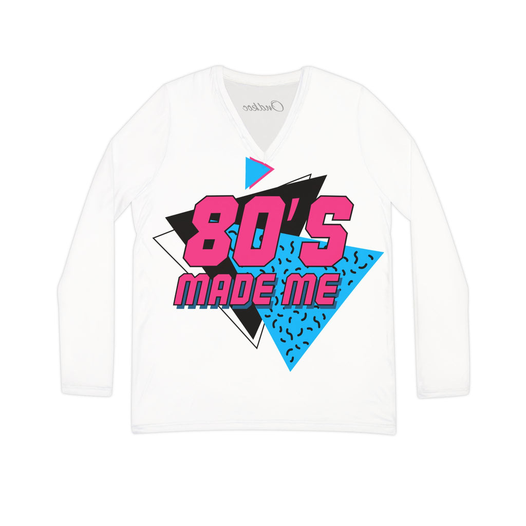 80's Made Me Long Sleeve V-Neck Shirt — Retro 80s