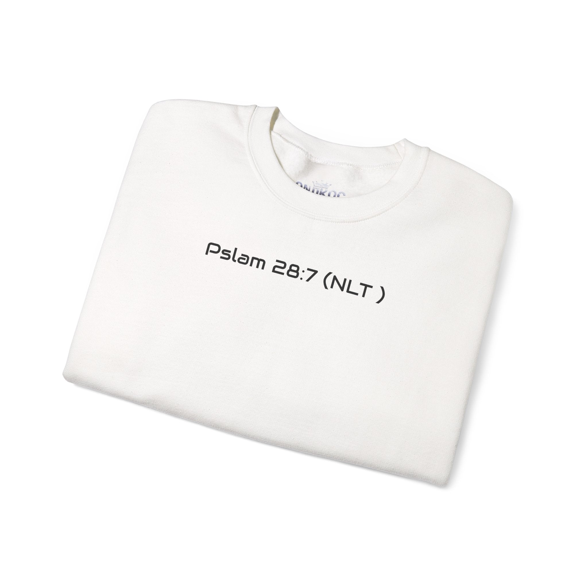 Never Give Up Sweatshirt — Motivational Anime Gym Crewneck (Psalm 28:7)